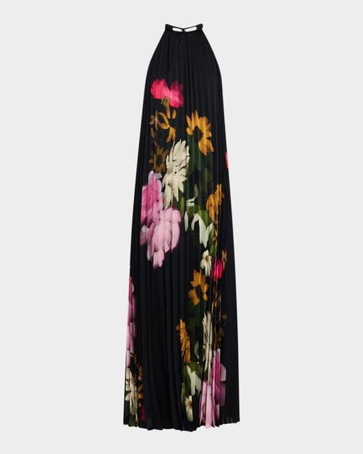 Kobi Halperin White Leona Floral Satin Open-Back Maxi Dress