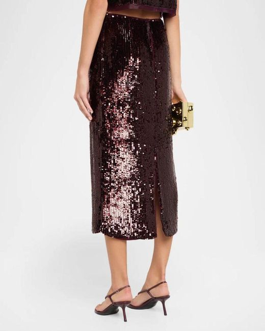 Jonathan Simkhai Purple Sequined Midi Skirt