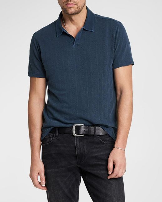 John Varvatos Blue Zion Jacquard Polo Shirt for men
