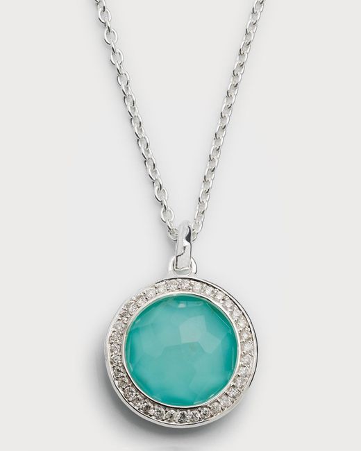 Ippolita Blue Mini Pendant Necklace In Sterling Silver With Diamonds