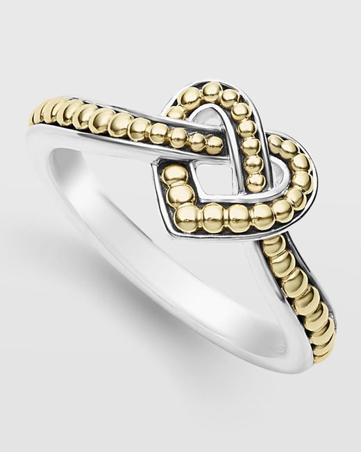 Lagos White Two-tone Beloved 10mm Heart Ring