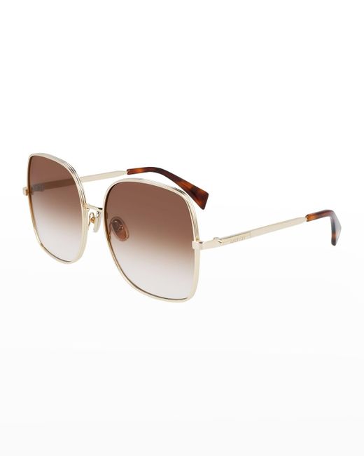 Lanvin White Oversized Square Metal Sunglasses