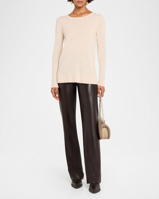 Neiman Marcus Natural Cashmere Basic Crewneck Top