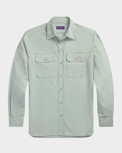 Ralph Lauren Green Chino Twill Casual Button-Down Shirt for men