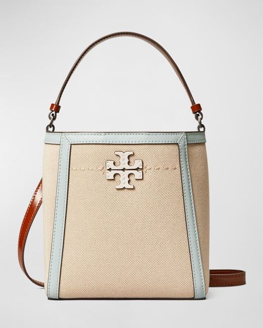 Tory Burch Mcgraw Small Canvas Bucket Bag in Natural Lyst