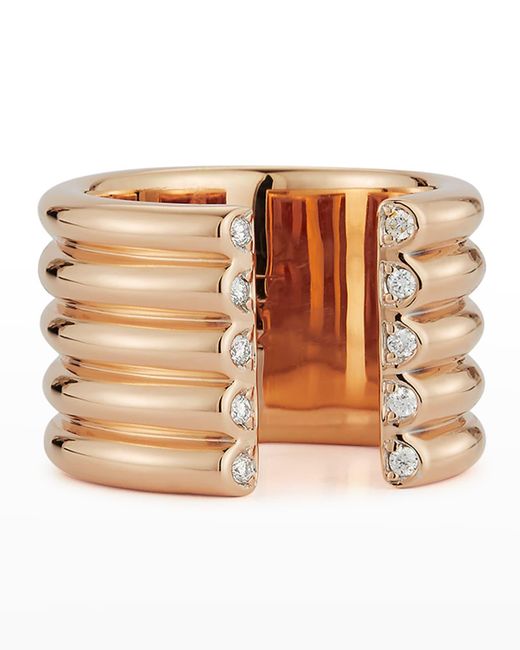Walters Faith Natural Thoby Rose Gold 5-row Tubular Open Ring With Diamond Ends, Size 7