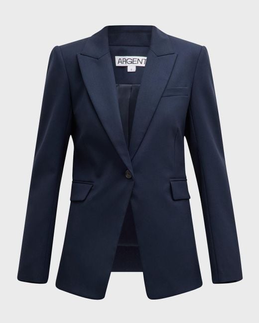 Argent Blue Single-Button Seasonless Wool Blazer