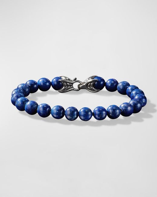 David Yurman Blue Spiritual Beads Bracelet With Gemstones In Silver, 8mm for men