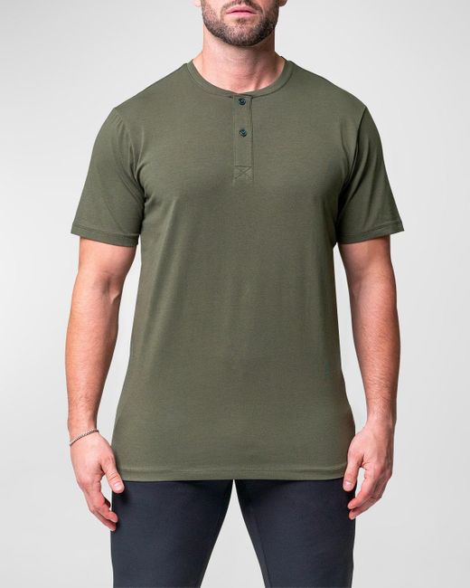 Maceoo Green Core Henley Shirt for men