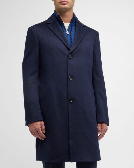 Cardinal Of Canada Blue St-Pierre Cashmere Topcoat for men