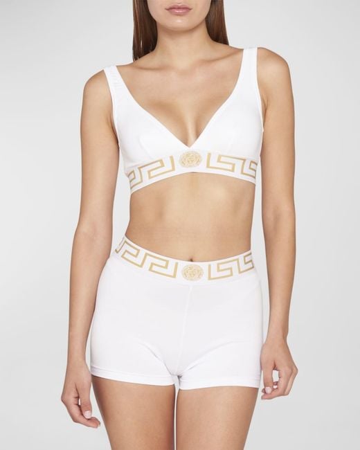 Versace White Greca Border Bralette