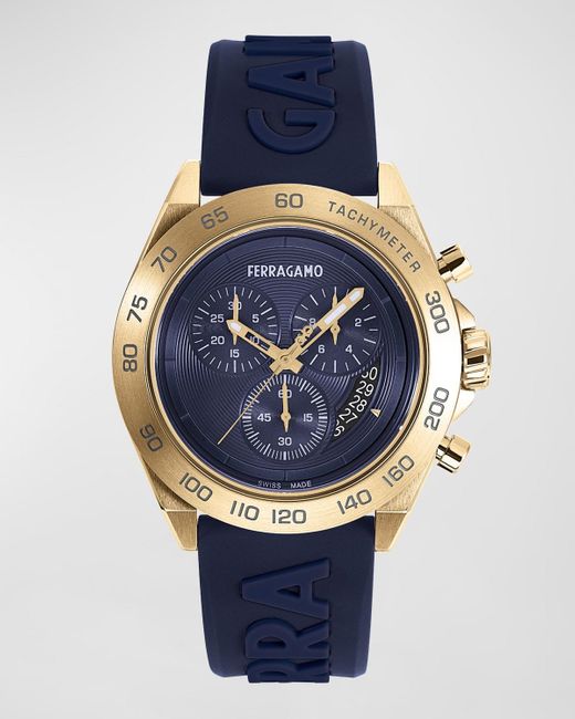 Ferragamo Blue Urban Chrono Silicone Strap Watch, 43Mm for men