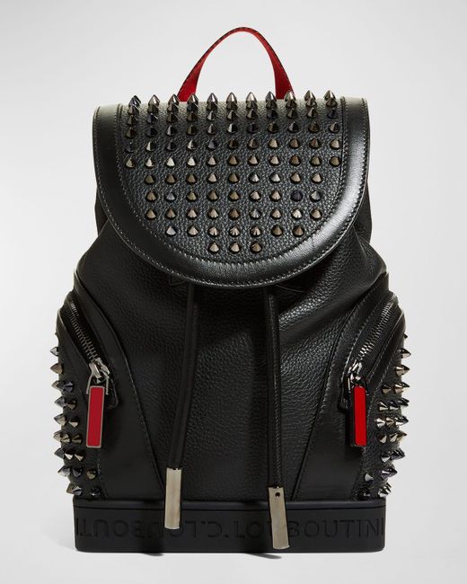 Christian Louboutin Black Explorafunk Spiked Leather Backpack for men