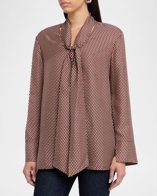 Joseph Brown Adele Geometric-Print Tie-Neck Blouse