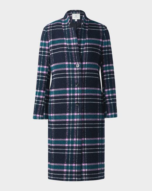 SOIA & KYO Blue Diane-C Plaid Wool-Blend Coat