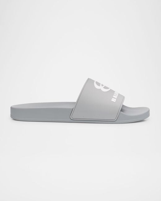 Balenciaga White Unity Logo Slide Sandals for men