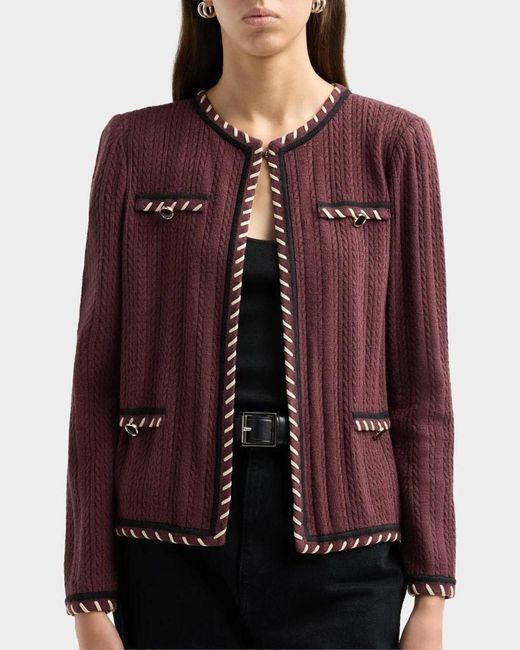 Misook Purple Cable-Knit Jacket