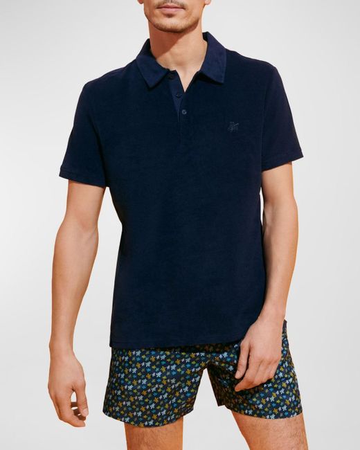 Vilebrequin Blue Organic Terry Polo Shirt for men