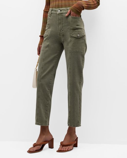 PAIGE Green Alexis Cropped Cargo Jeans