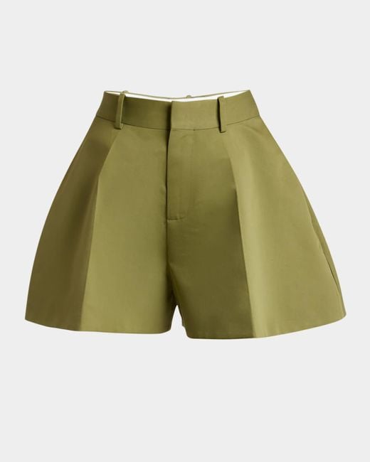 Loewe Green Trapeze Flared Mini Shorts