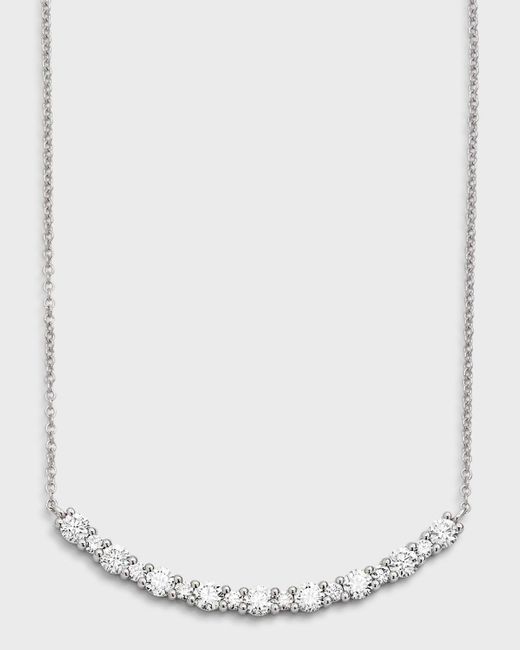 Neiman Marcus 18k White Gold Round Diamond Smiley Bar Necklace, 0.79tcw