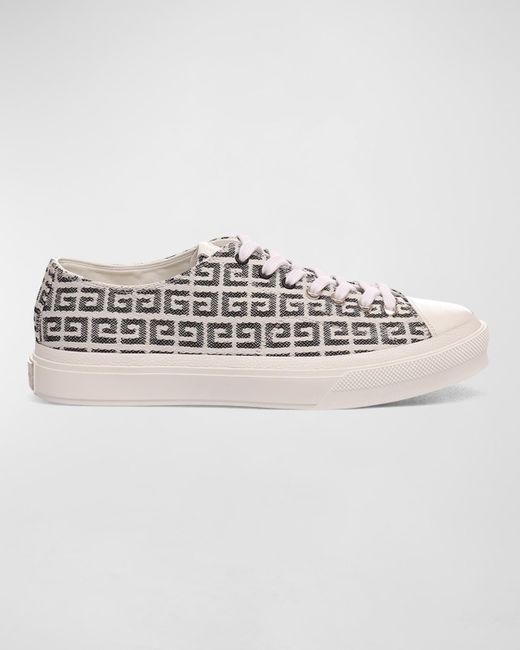 Givenchy White City Allover Logo Canvas Low-Top Sneakers for men