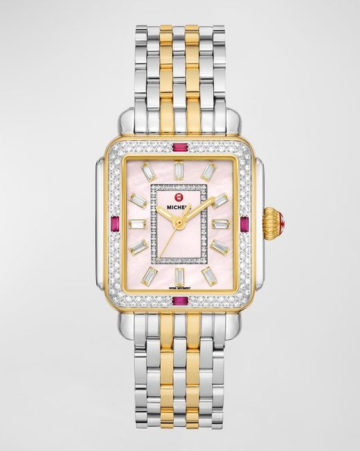 Michele White Limited Edition Deco Two-Tone 18K-Plated Stainless Steel Watch