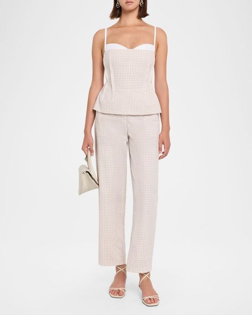 Jonathan Simkhai White Gingham Drawstring Pants