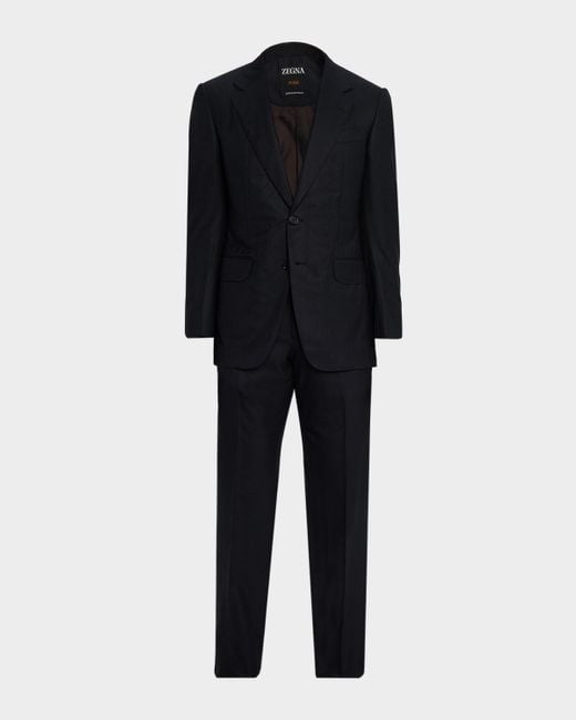 Zegna Black Centoventimila Wool Tonal Stripe Suit for men