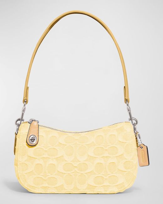 COACH Swinger 20 Signature Monogram Denim Shoulder Bag in Natural Lyst