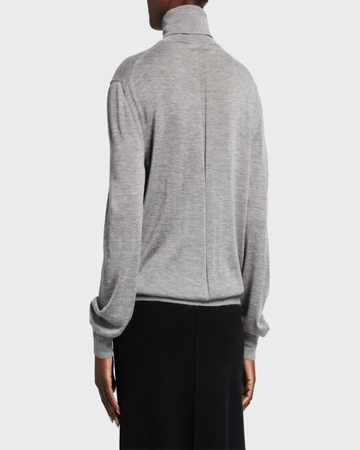 The Row Gray Lambeth Cashmere Turtleneck Sweater