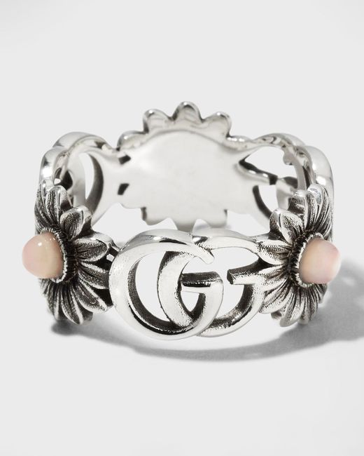 Gucci Metallic GG Marmont Sterling Silver Flower Ring