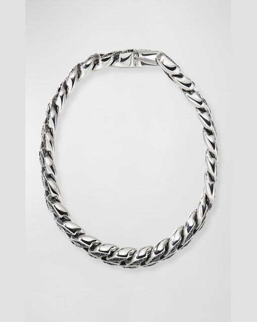David Yurman Metallic Curb Chain Bracelet With Black Diamonds In Silver, 11.5mm for men