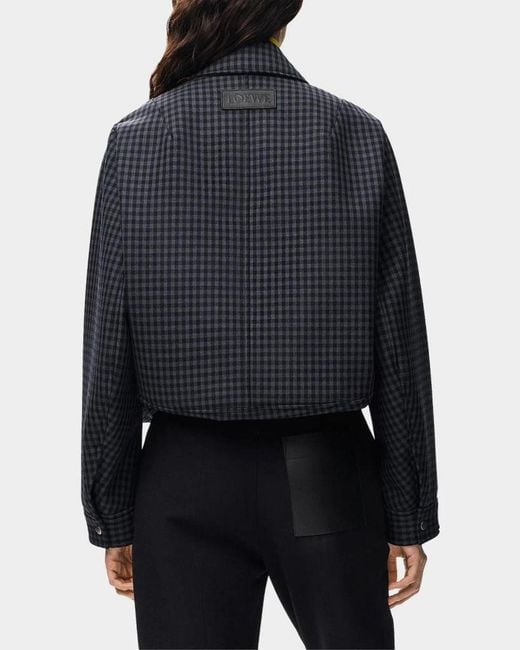 Loewe Blue Check Wool-Blend Drawstring Balloon Jacket