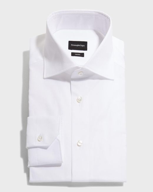 Zegna White Trofeotm Cotton Dress Shirt for men