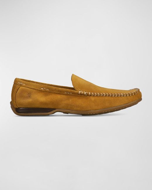 Frye White Lewis Leather Venetian Loafers for men