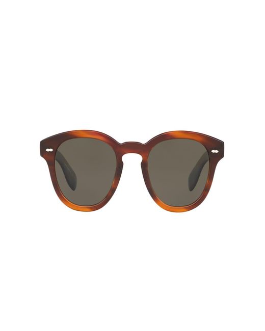 Oliver Peoples Brown Cary Grant Oval Polarized Acetate Sunglasses