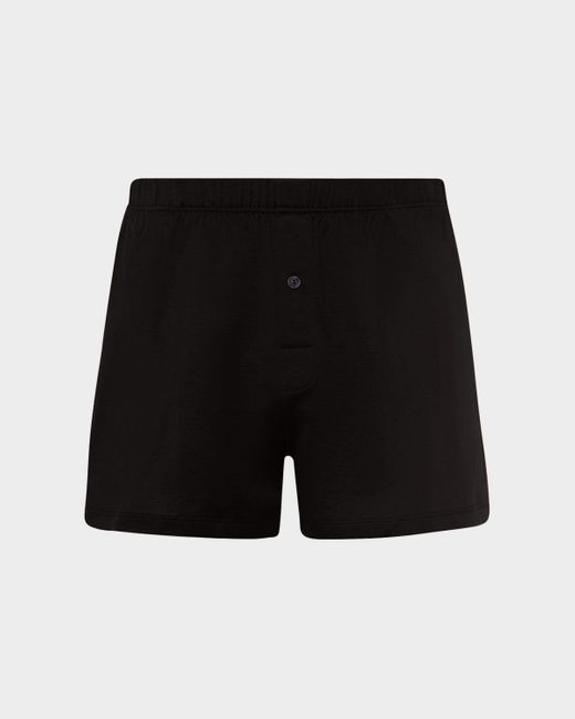 Hanro Black Sporty Mercerized Cotton Boxers for men