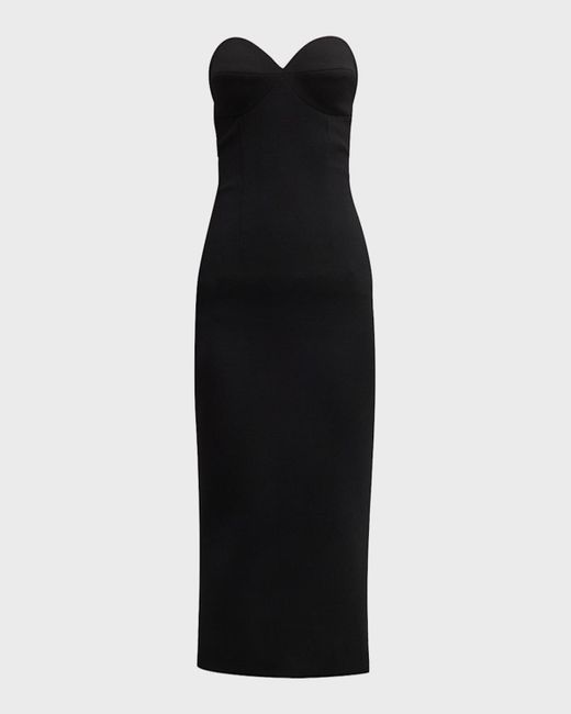 Sergio Hudson Black Strapless Bustier Midi Dress