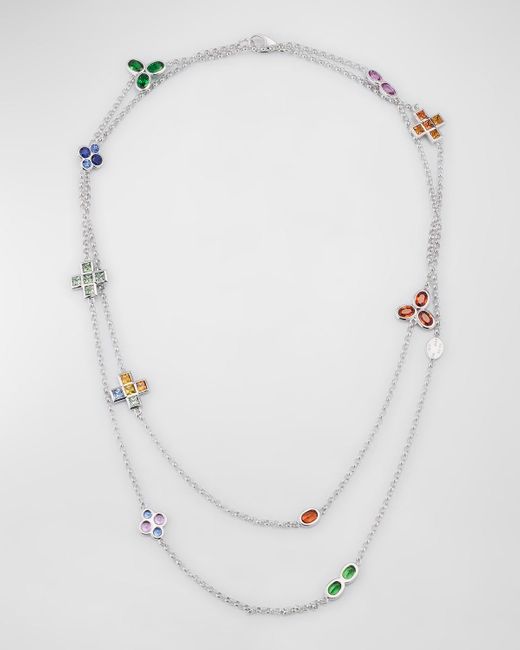 Alexander Laut White 18K Mixed Sapphire And Tsavorite Long Necklace