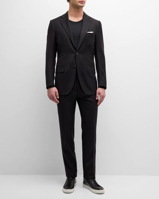 Kiton Black Wool-Cashmere Solid Suit for men