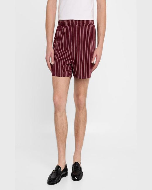 Saint Laurent Red Cassandre Striped Shorts for men