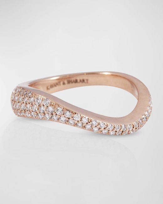 Kavant & Sharart White 18k Rose Gold Wave Ring With Diamonds