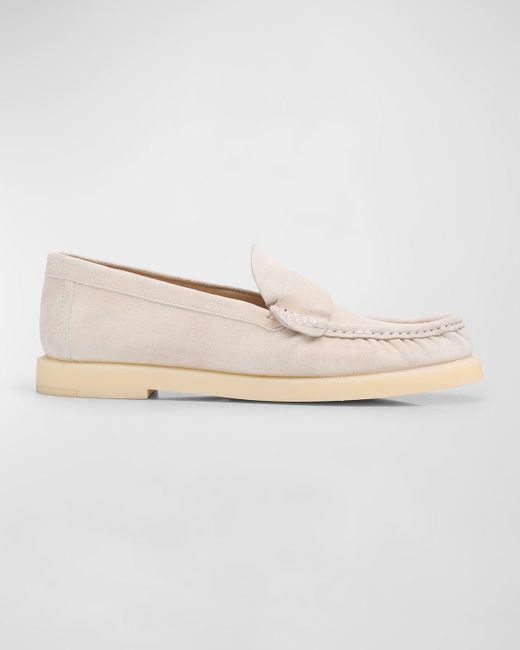 Stuart Weitzman Natural Blake Luxe Suede Slip-On Loafers