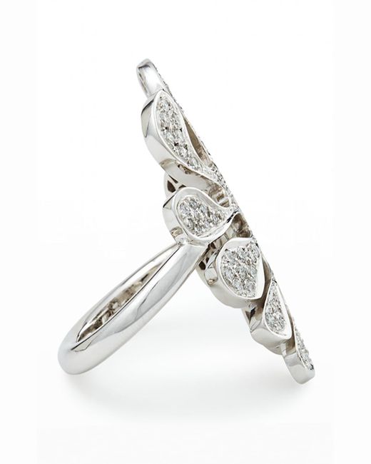 Miseno Sealeaf Collection 18k White Gold Diamond Ring, Size 6.5