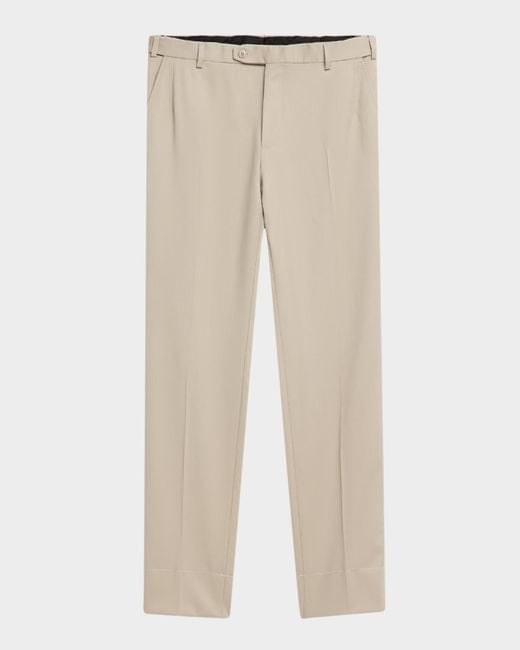 Brioni Natural Apos;S Wool Twill Flat-Front Pants for men