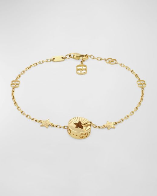 Gucci White Icon 18k Yellow Gold GG Charm Bracelet