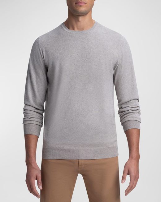 Bugatchi Gray Cotton-cashmere Crewneck Sweater for men