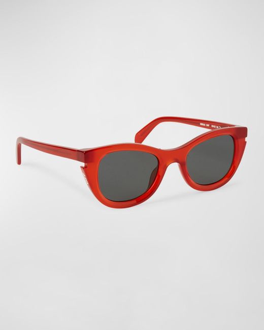 Off-White c/o Virgil Abloh Red Boulder Acetate Cat-eye Sunglasses