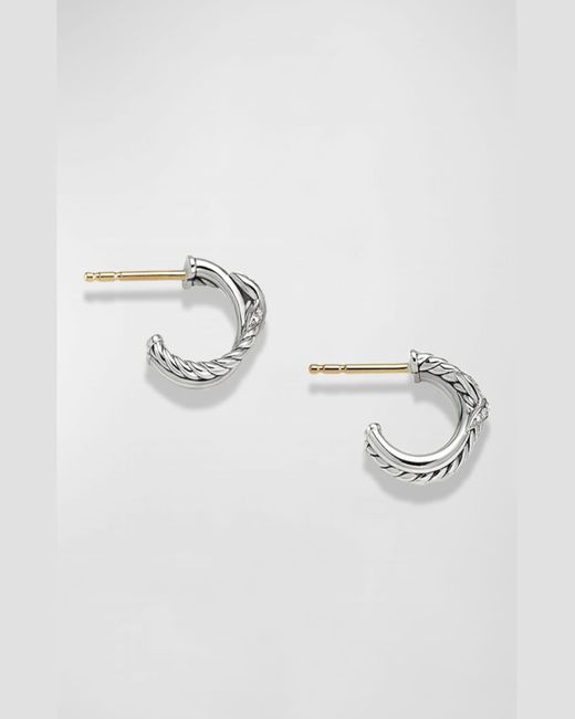 David Yurman Metallic Petite X Mini Hoop Earrings With Diamonds And 18K